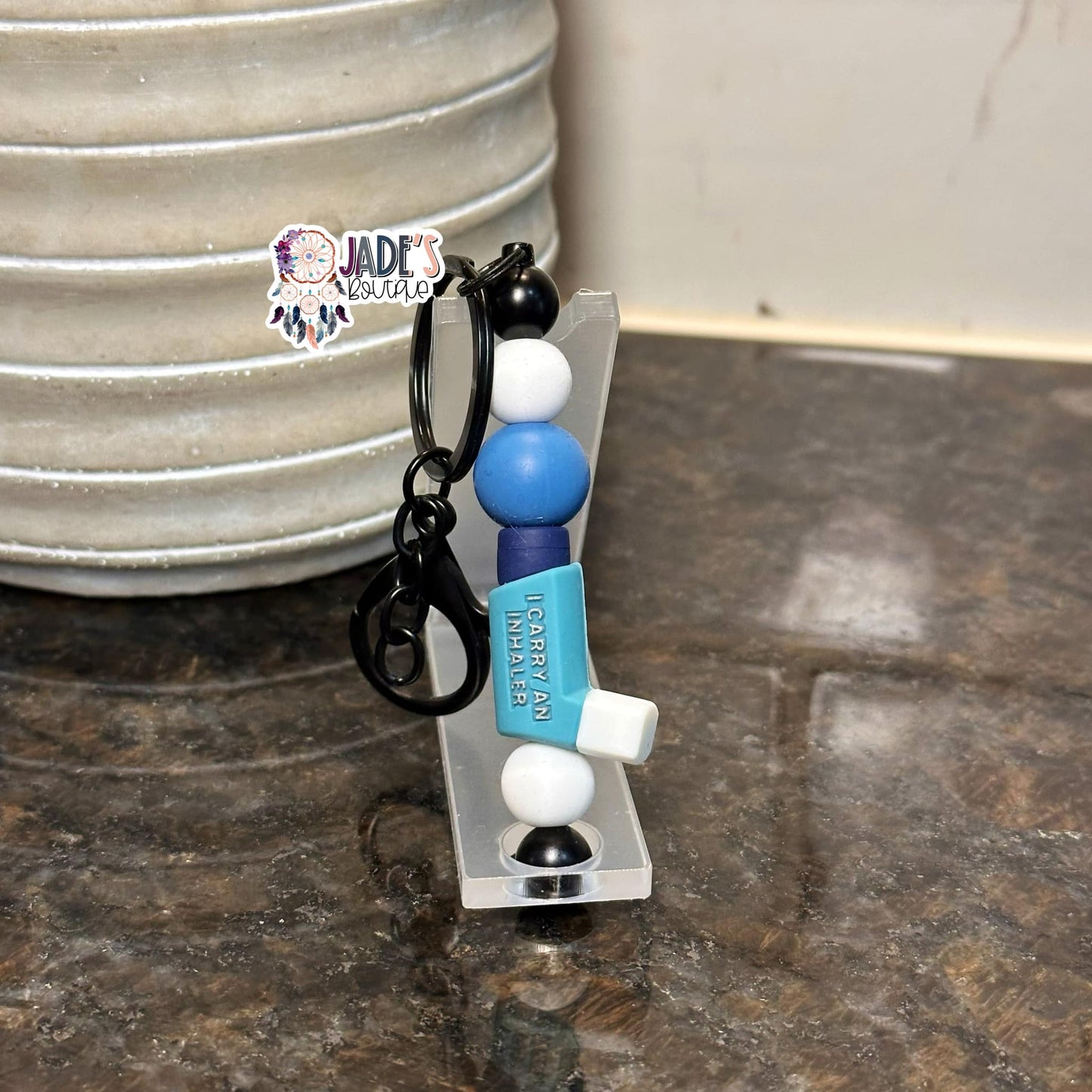 I Carry An Inhaler - Blue Custom Keychain