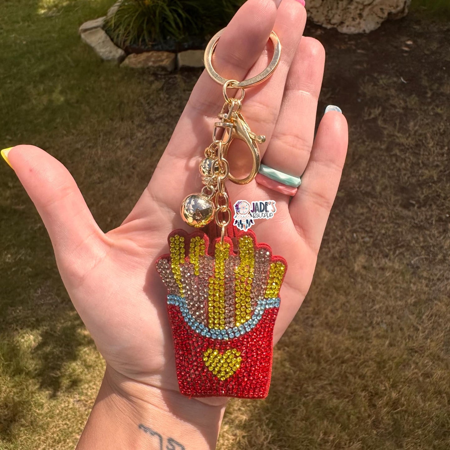 French Fry Rhinestone Keychain/Bag Charm