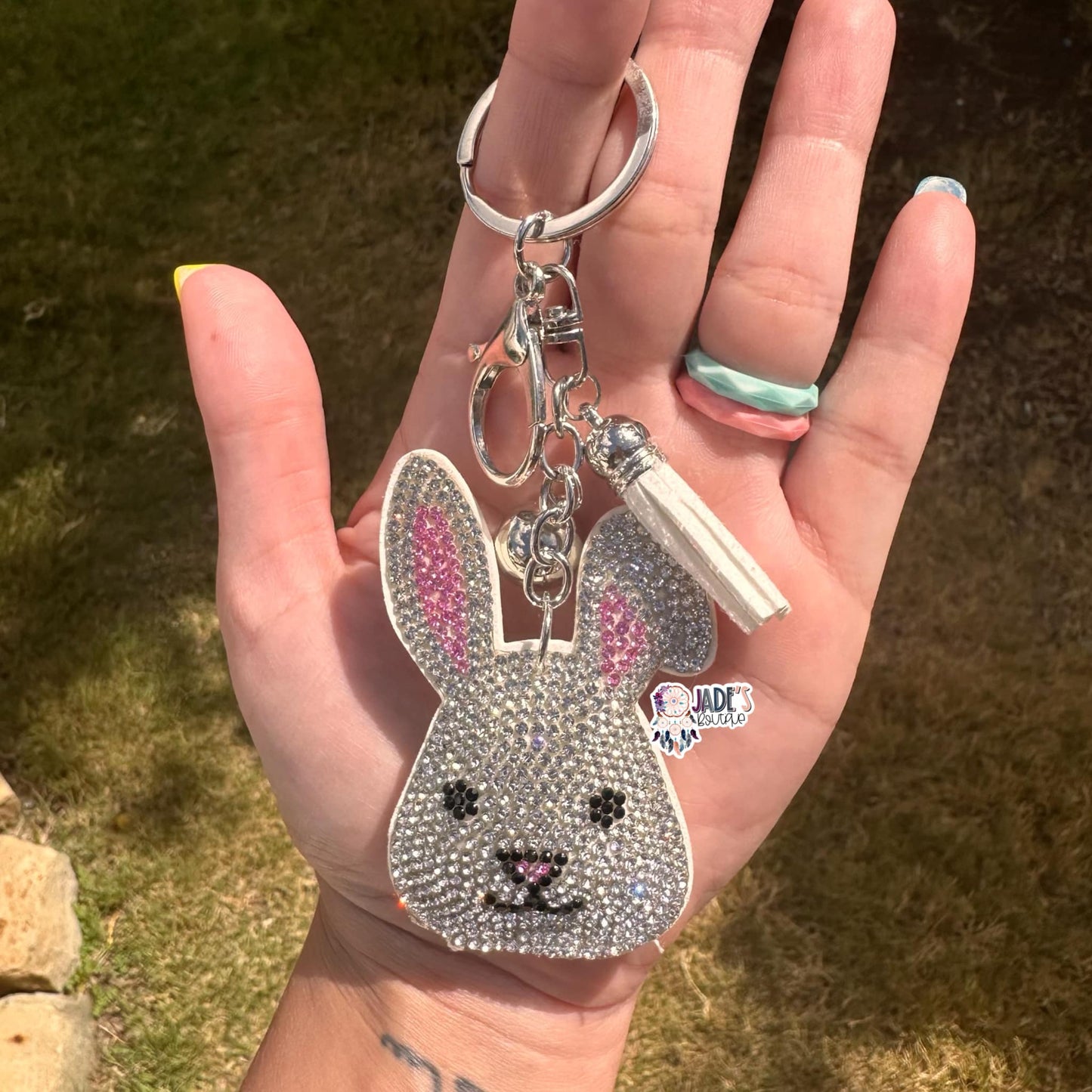 Bunny Rhinestone Keychain/Bag Charm
