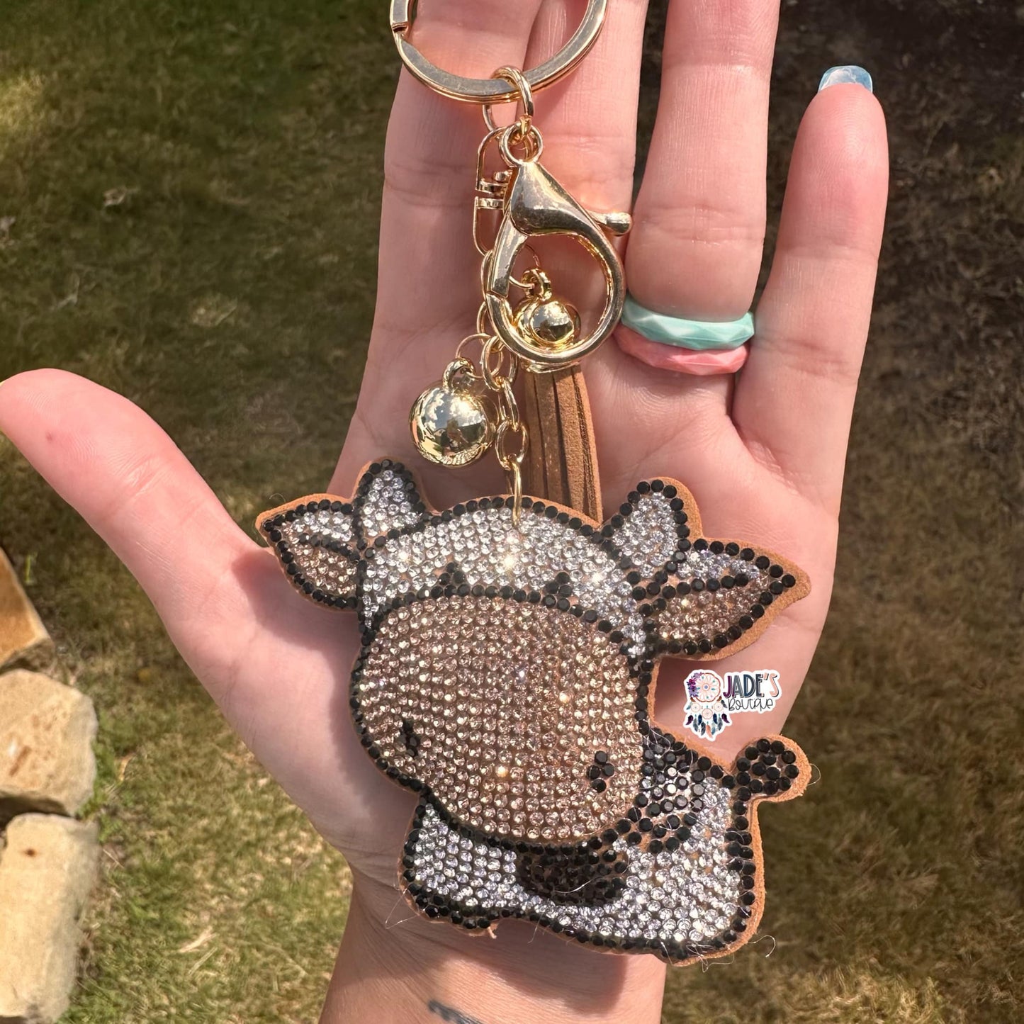 Cow Rhinestone Keychain/Bag Charm