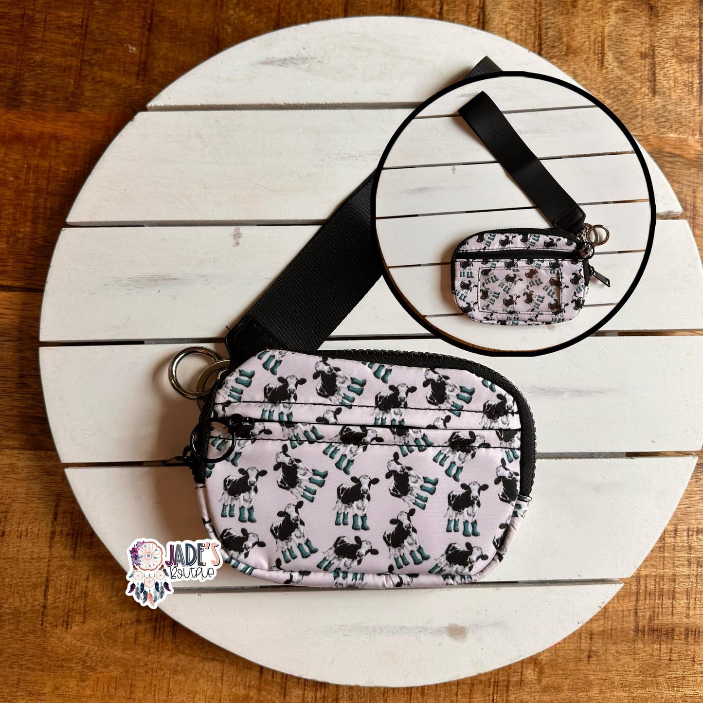 Cow In Rainboots Wristlet Wallet