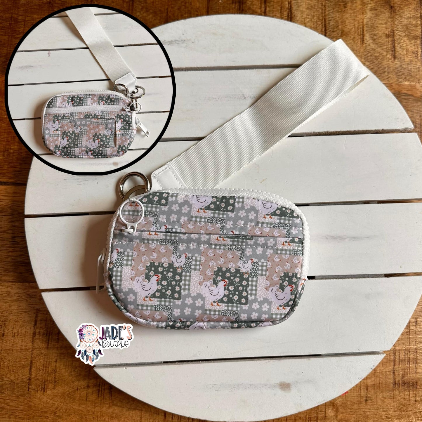 Chicken Patchwork Wristlet Wallet