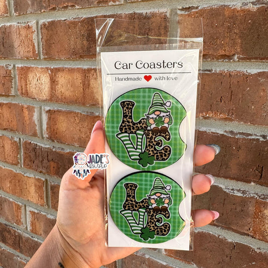 Gnome Love Car Coasters
