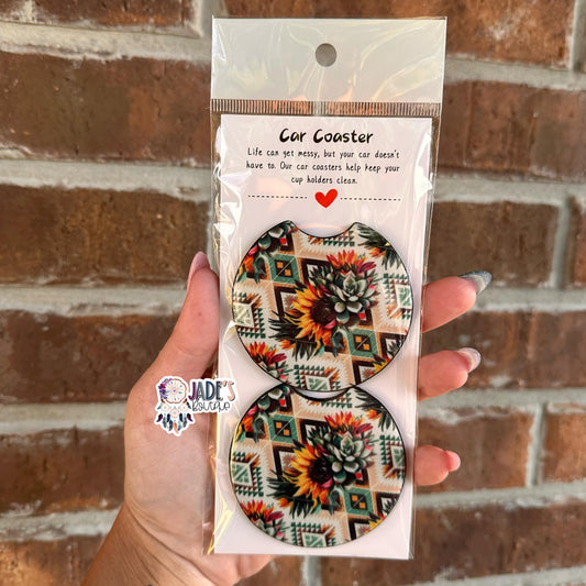 Aztec Succulents Car Coasters