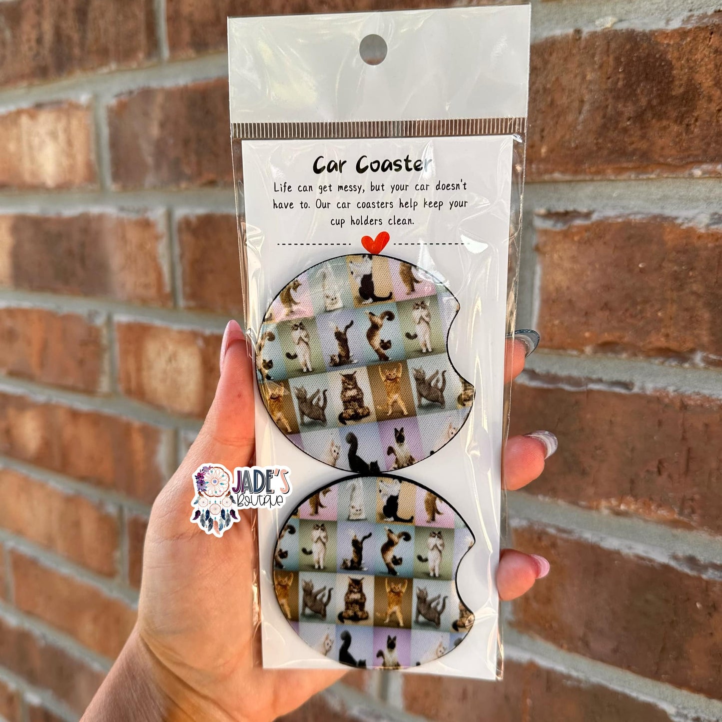 Cat Yoga Car Coasters