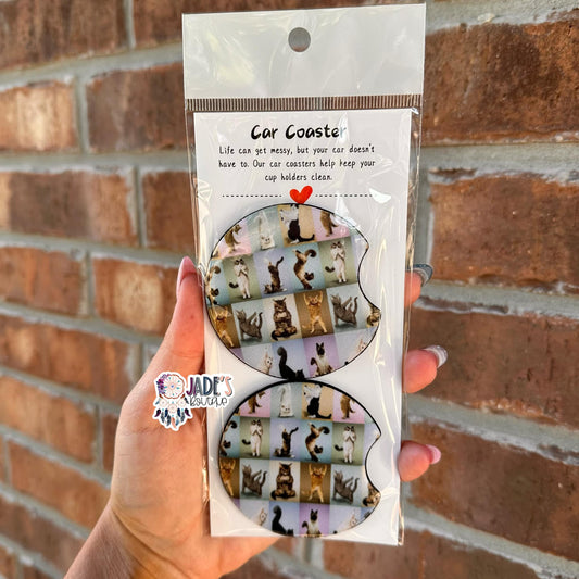 Cat Yoga Car Coasters