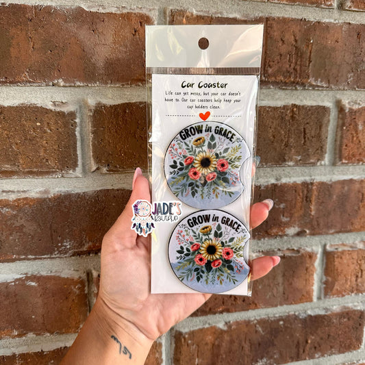 Grow In Grace Car Coasters