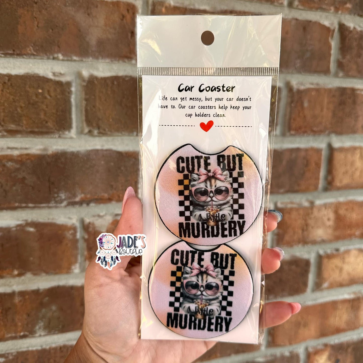 Cute But A Little Murdery Car Coasters