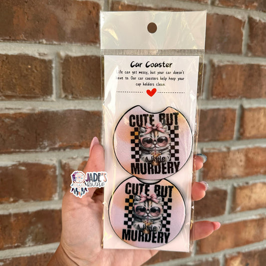 Cute But A Little Murdery Car Coasters