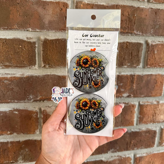 Sunfloower Junkie Car Coasters