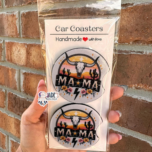 Ma Ma Skull Car Coasters