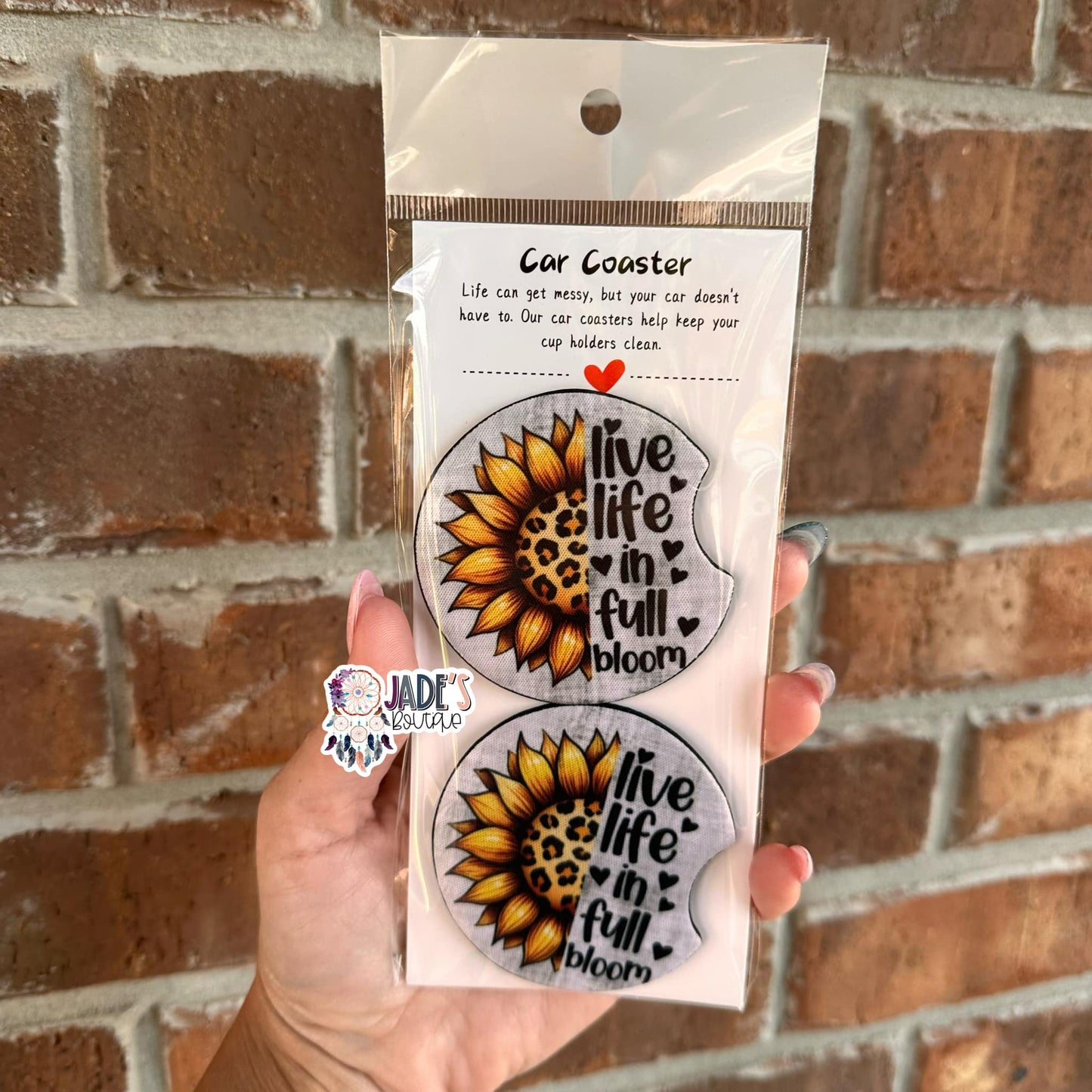 Live Life In Full Bloom Car Coasters