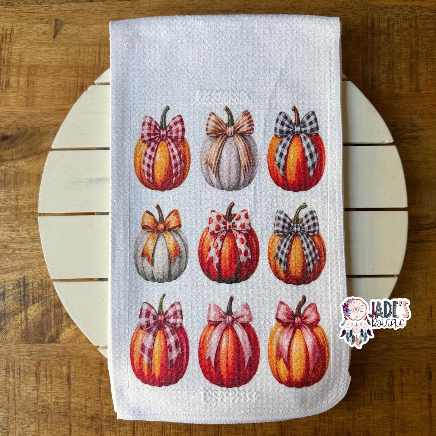 Plaid Pumpkin Tea Towel