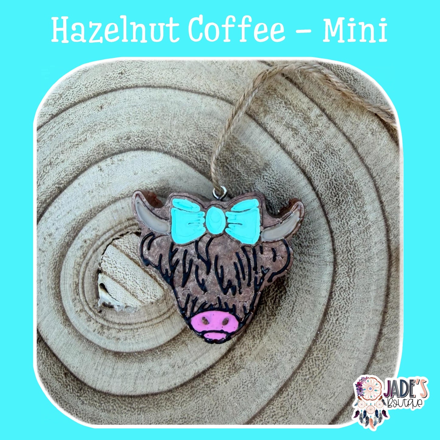 Turquoise Highland Cow Mini - Scent Hazelnut Coffee