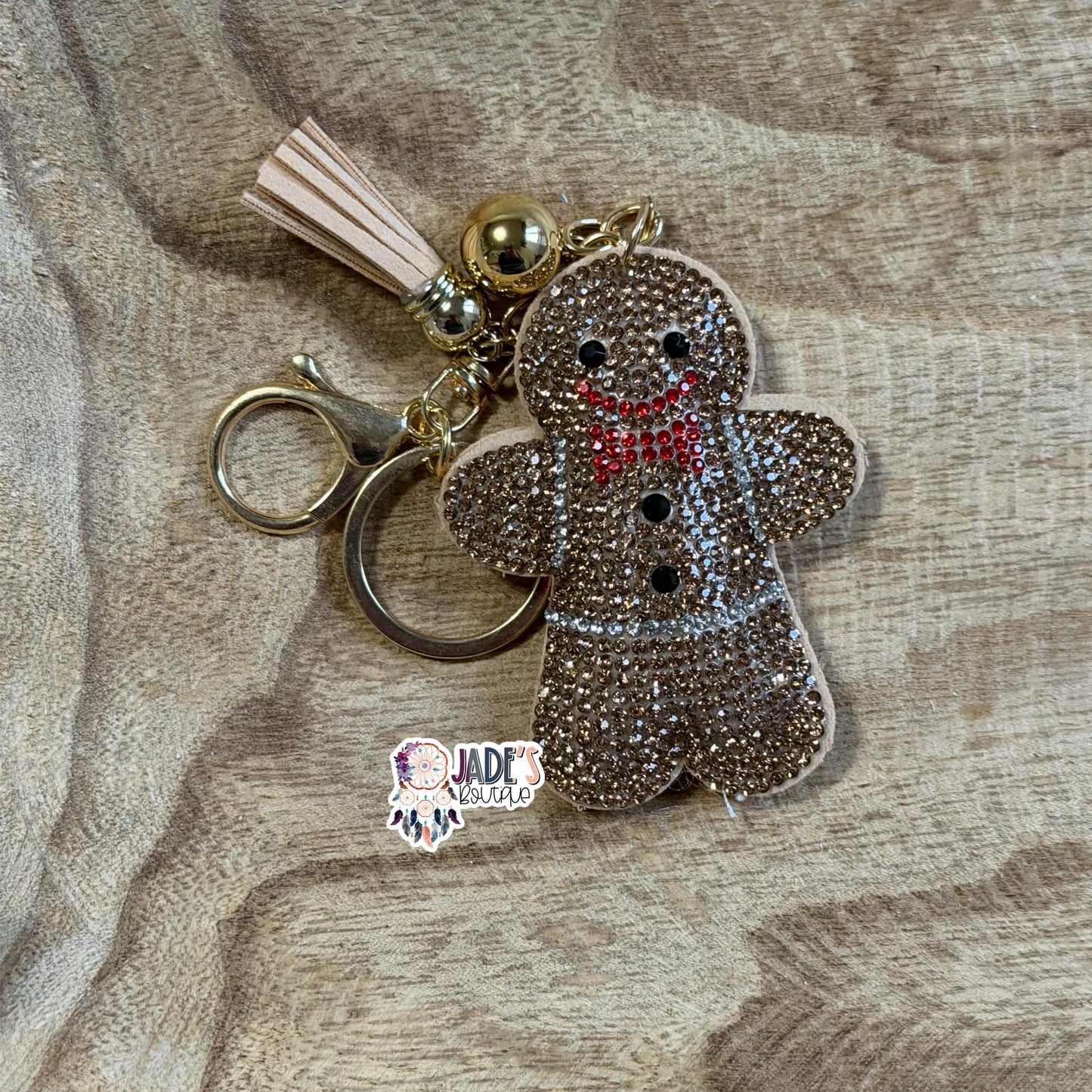 Gingerbread Rhinestone Keychain/Bag Charm