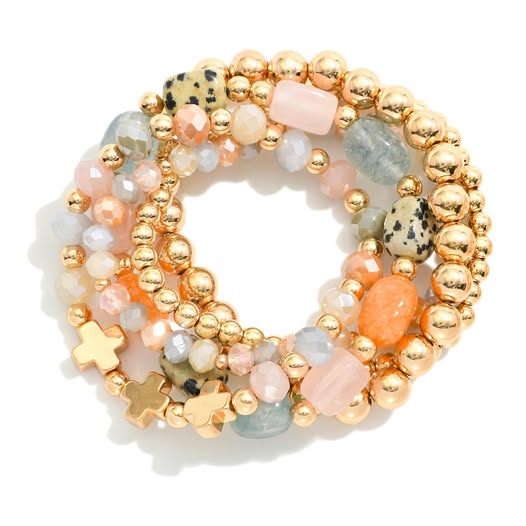 Spotted Gold Tone Stretchable Bracelet