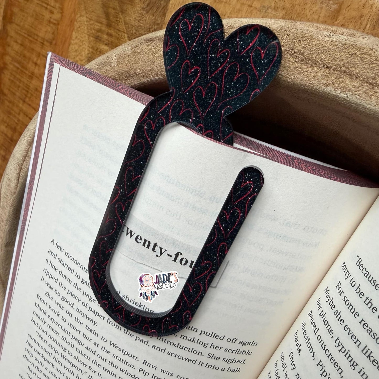 Red/Black Glitter Heart Jumbo Paper Clip