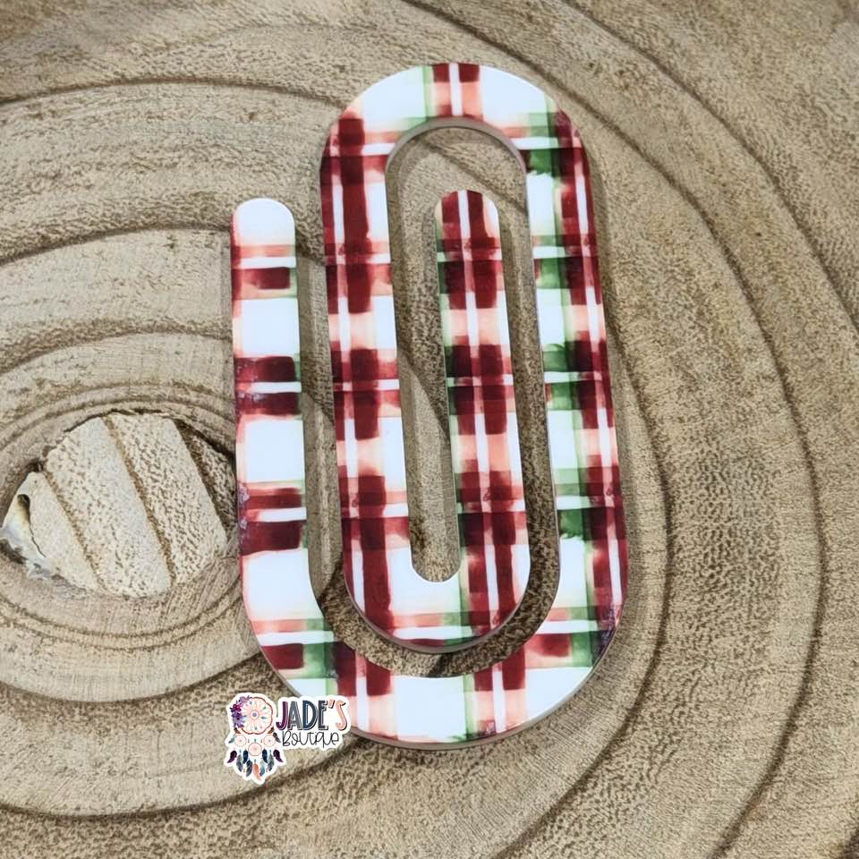 Red/Green Grid Plaid Jumbo Paper Clip
