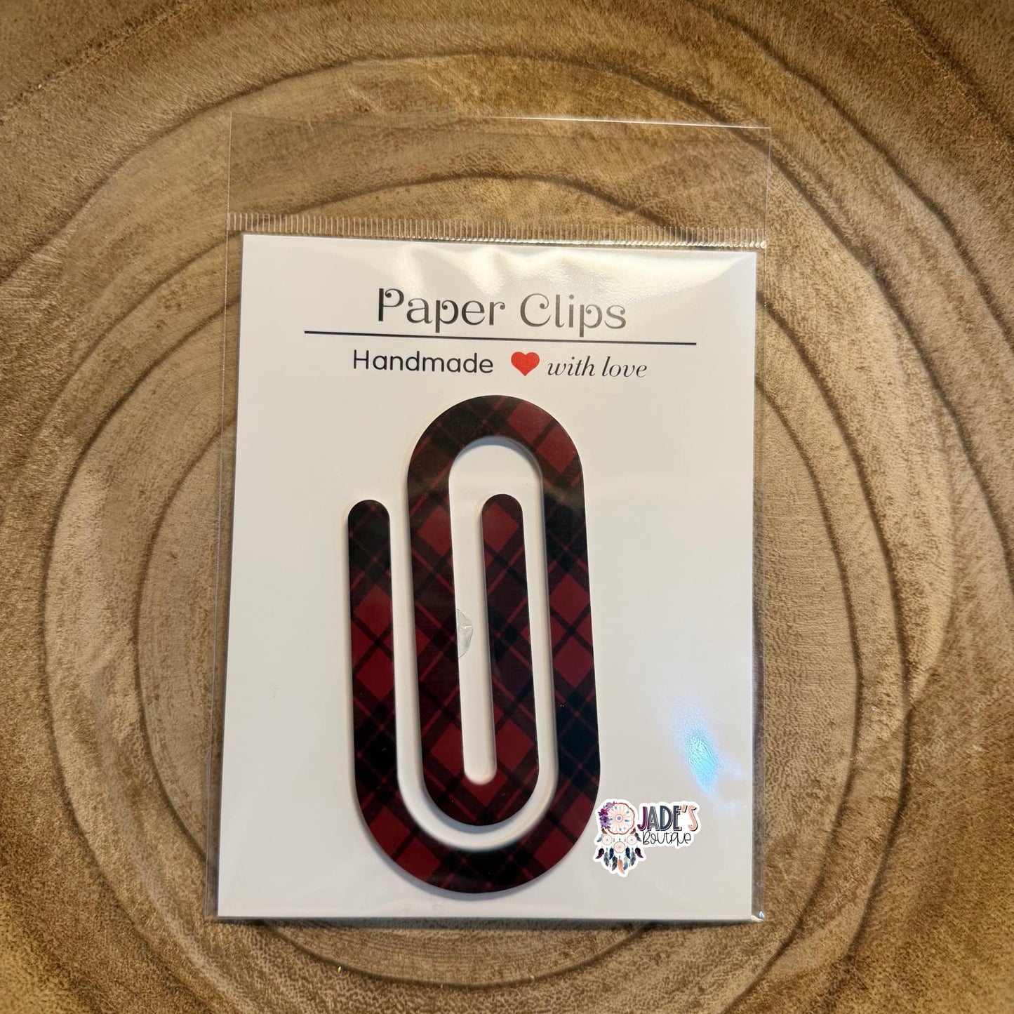 Red Plaid Jumbo Paper Clip