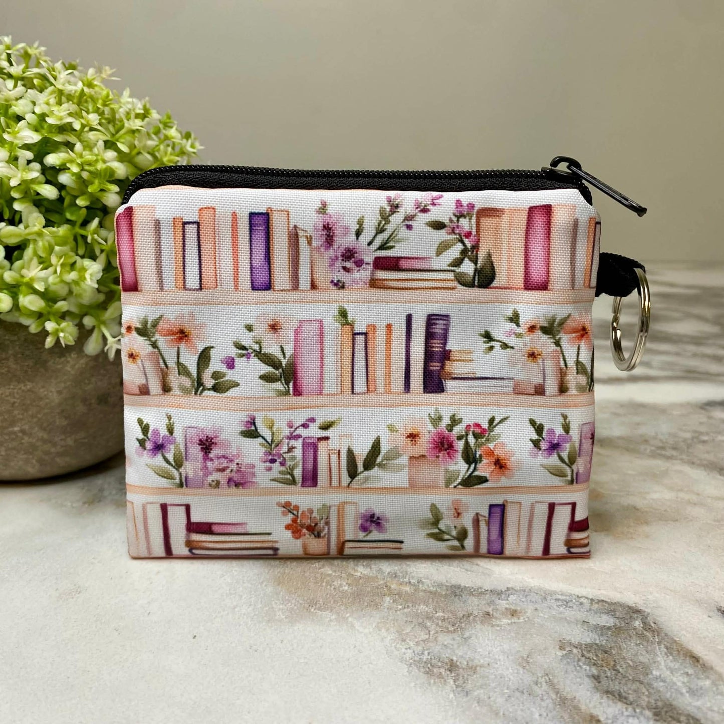Floral Bookshelf Coin Pouch