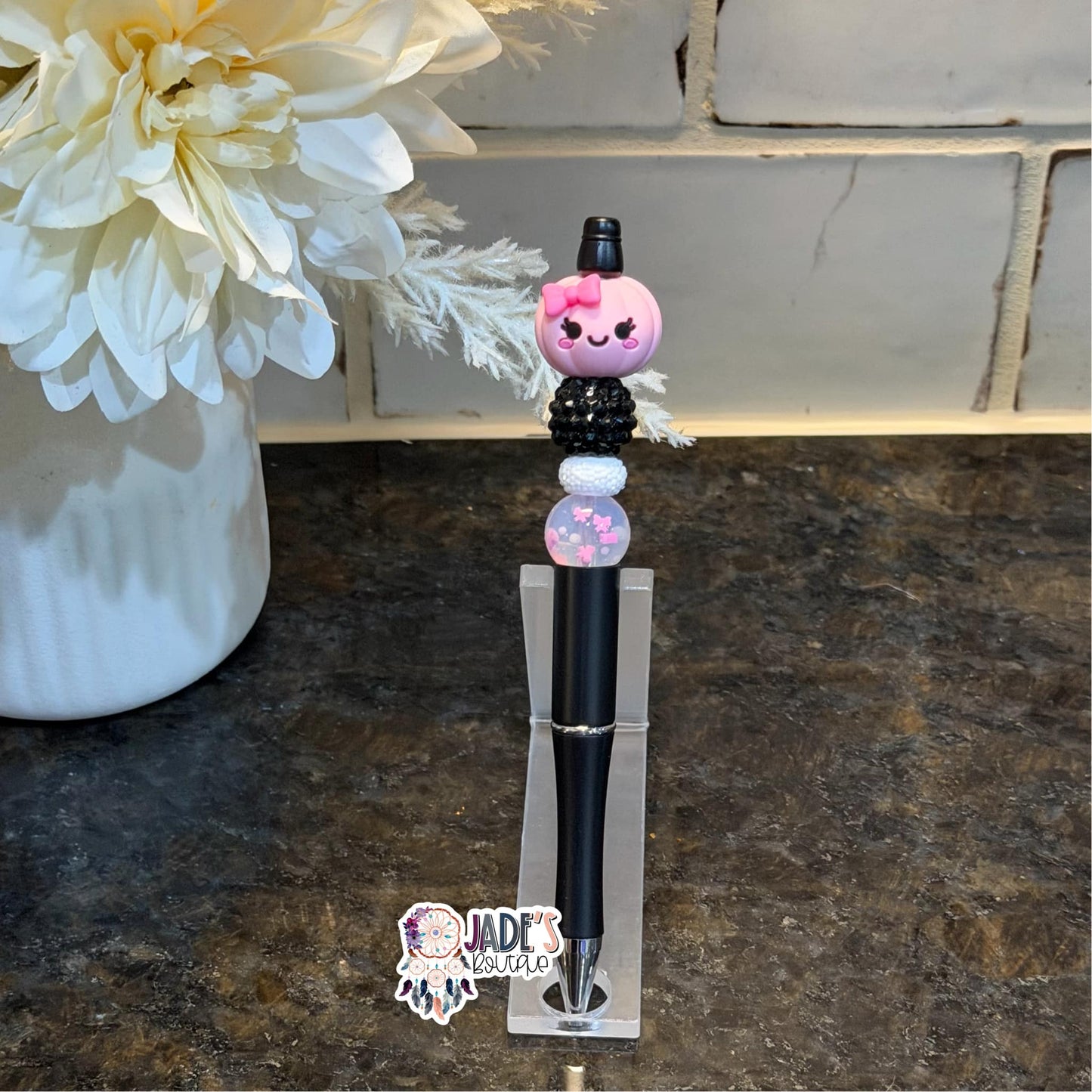 3D Pink Pumpkin Pink Bow Pen