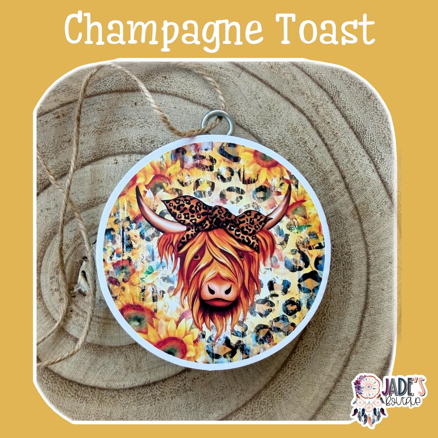 Highland Cow Sunflower/Leopard - Champagne Toast