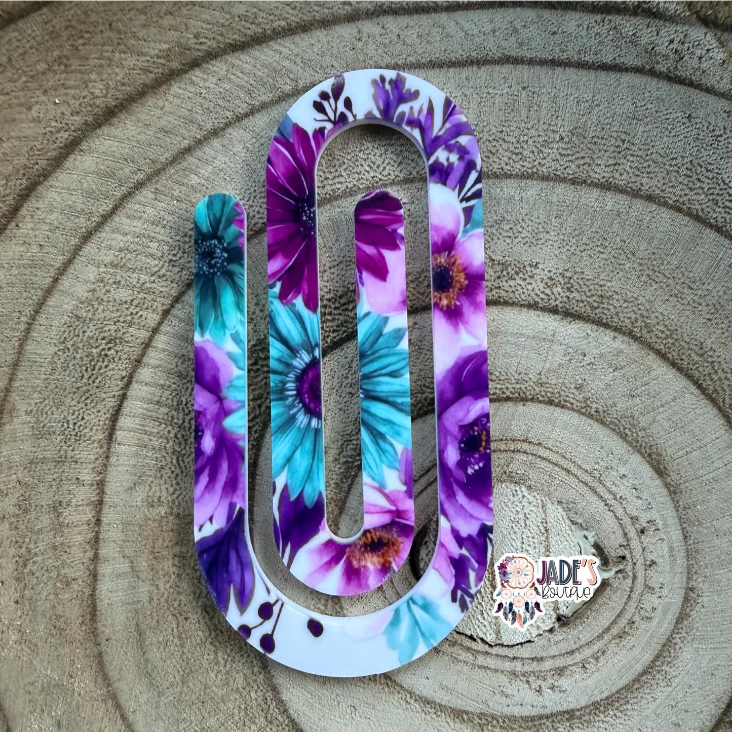 Purple/Blue Floral Jumbo Paper Clip