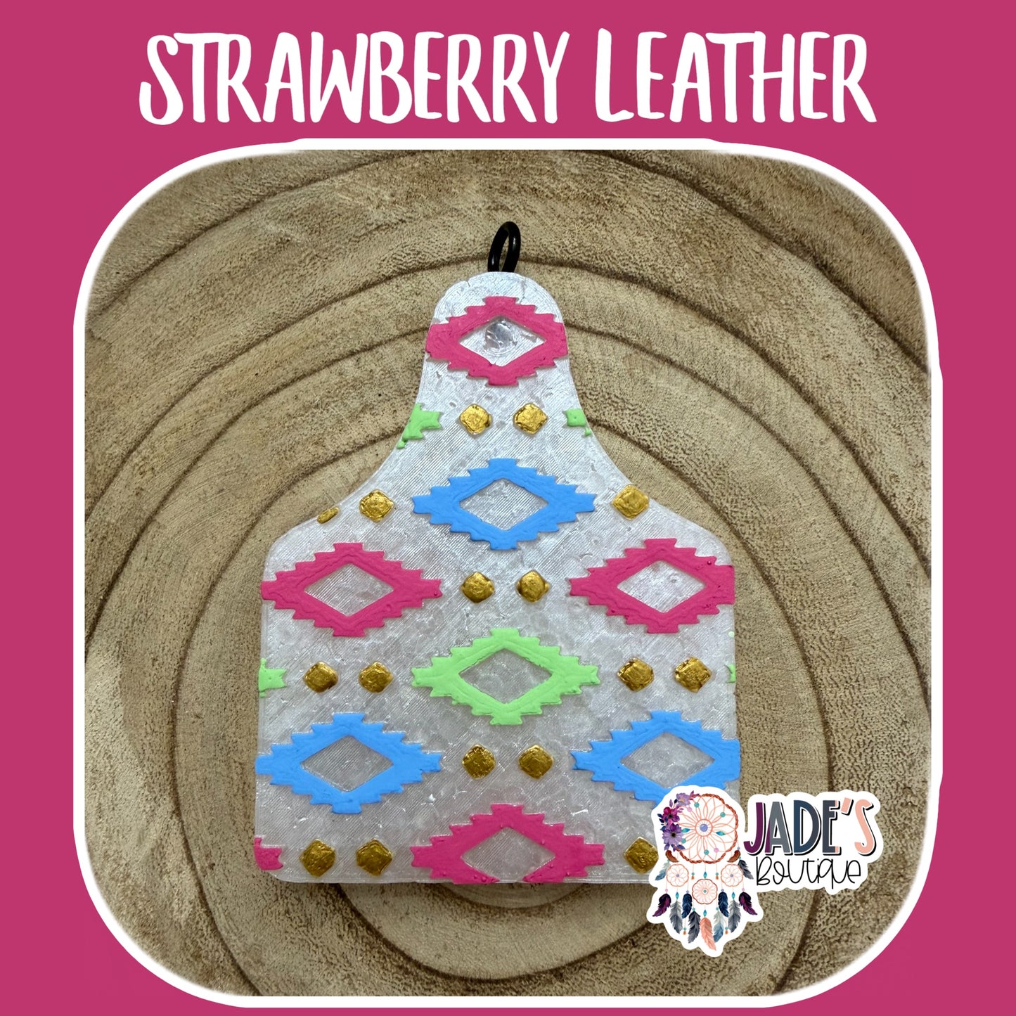 Aztec Cow Tag - Scent Strawberry Leather