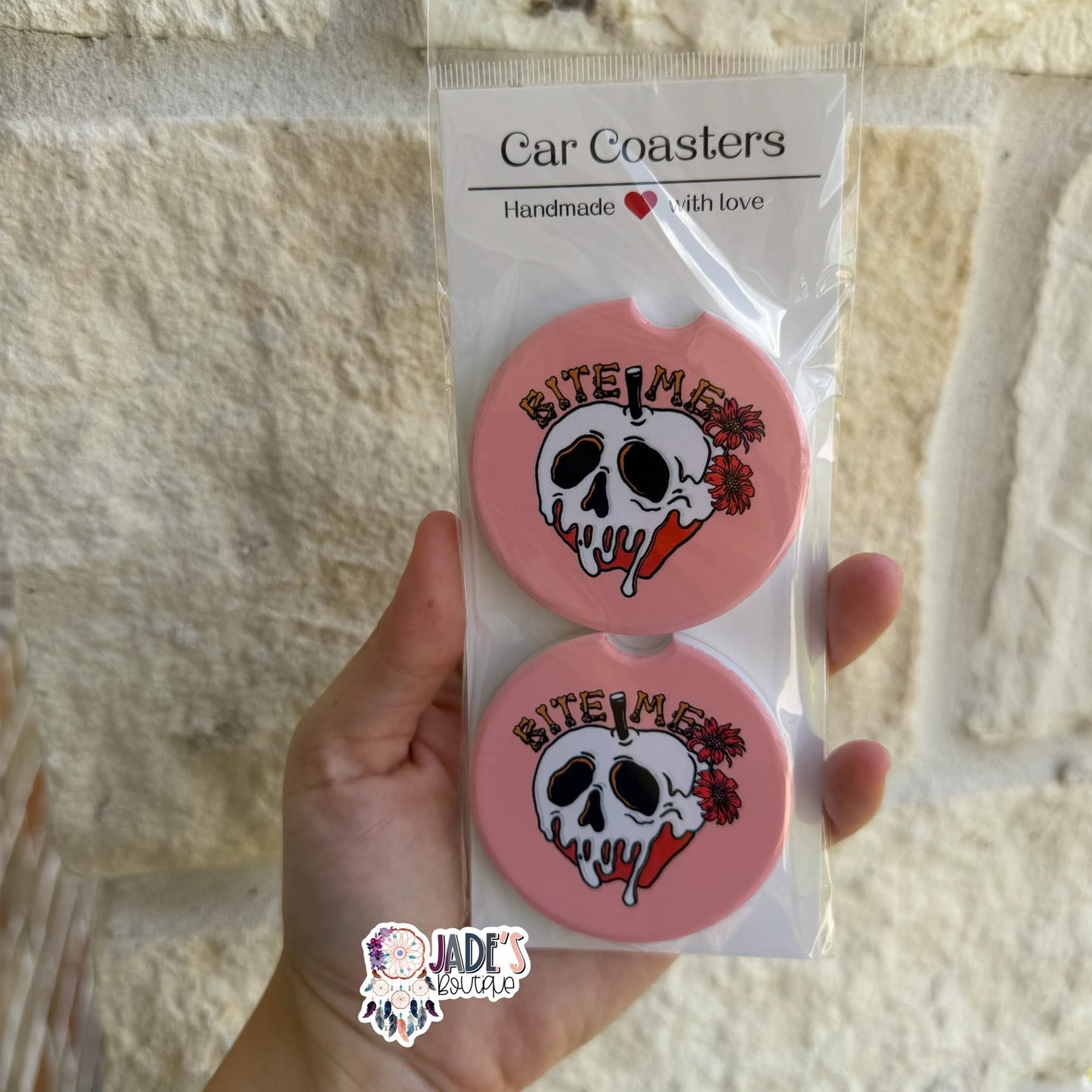 Ceramic Car Coasters - Bite Me