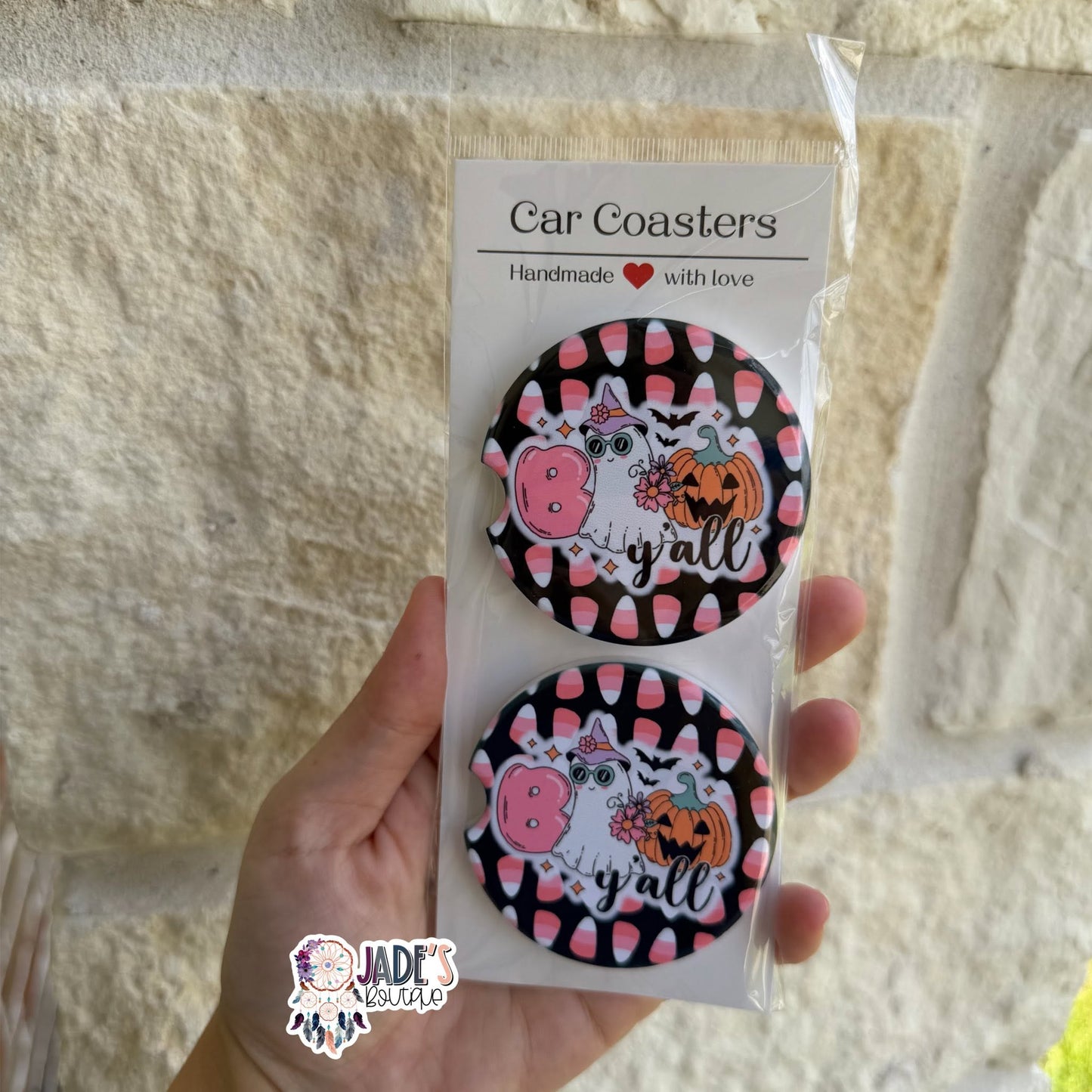Ceramic Car Coasters - Boo Y'all
