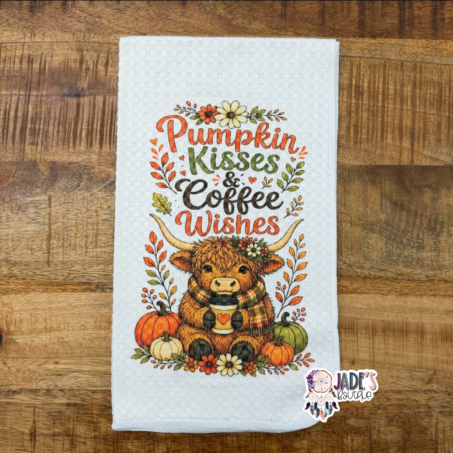 Pumpkin Kisses & Coffee Wishes Tea Towel