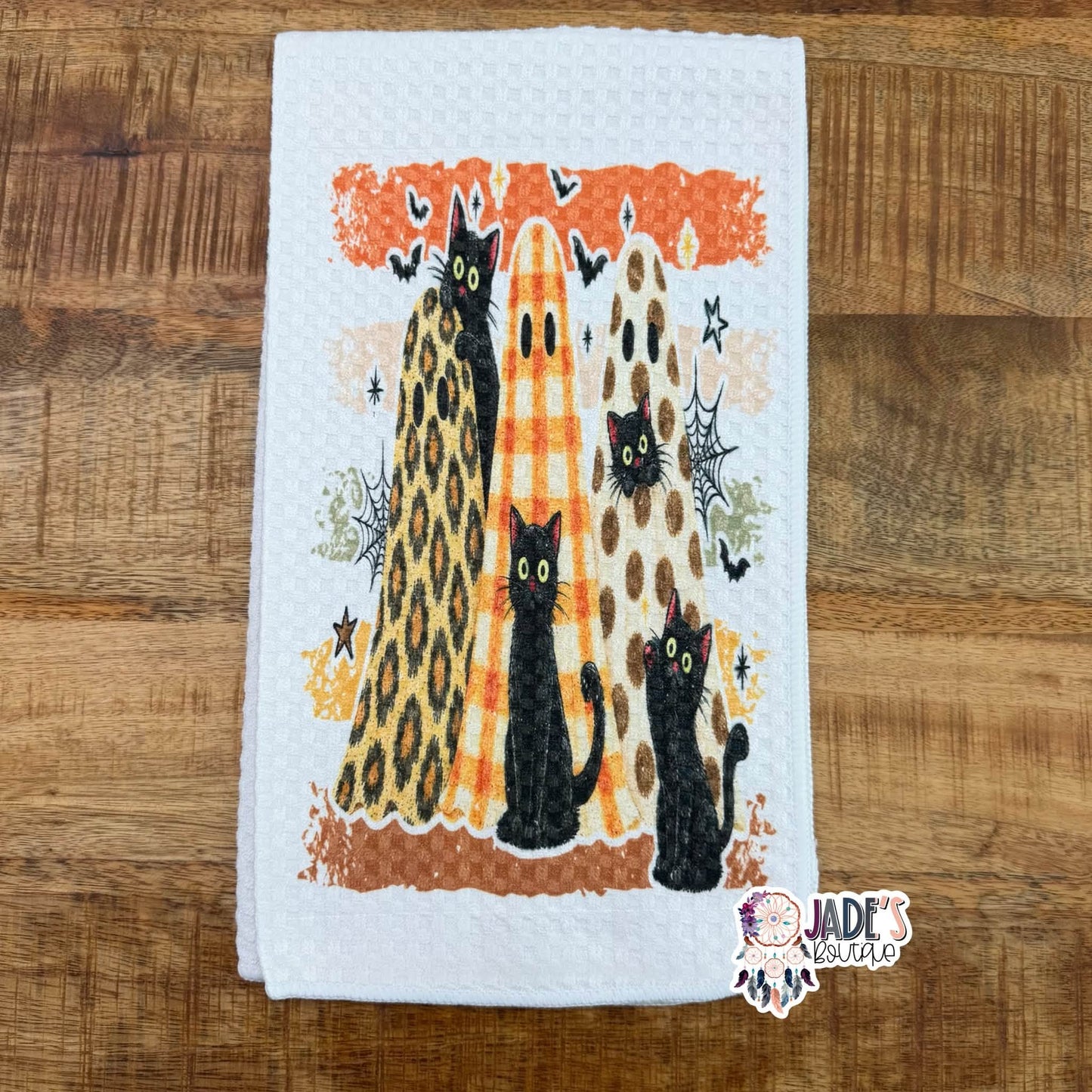 Ghost & Black Cat Tea Towel