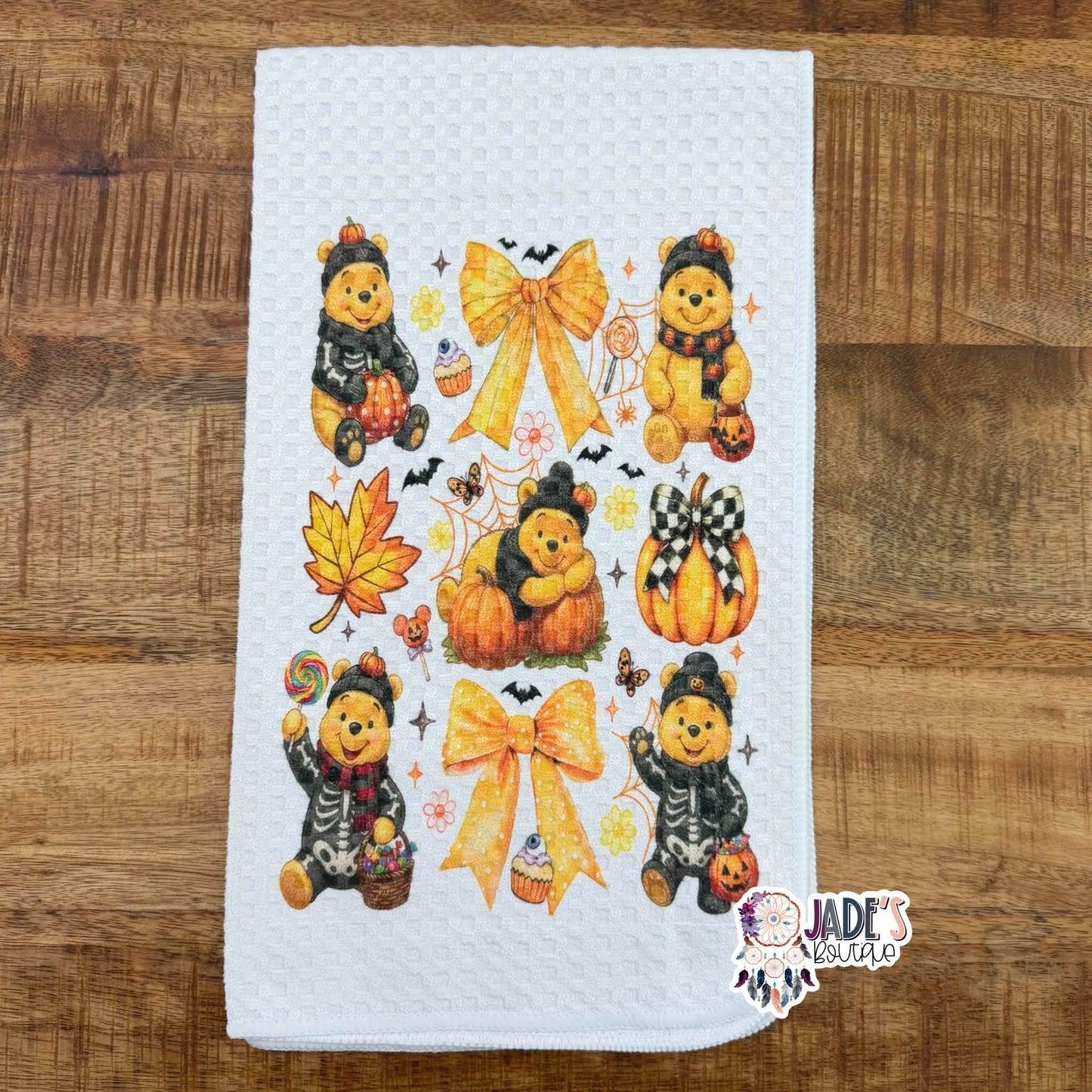 Pooh Bow Pumpkins Tea Towel