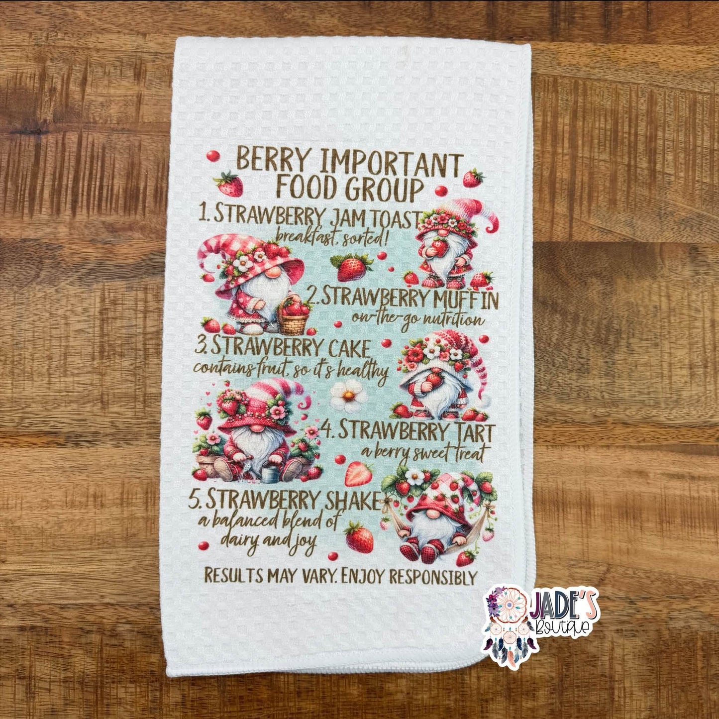Gnome Berry Important Food Group Tea Towel