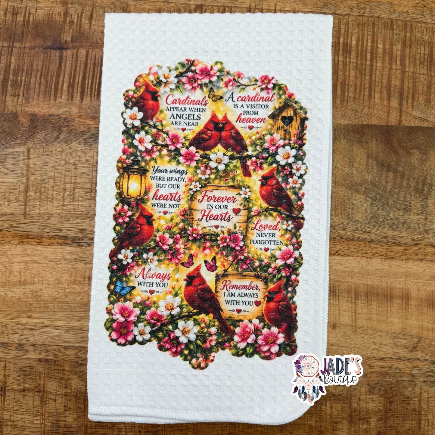 Forever In Our Hearts Cardinal Tea Towel