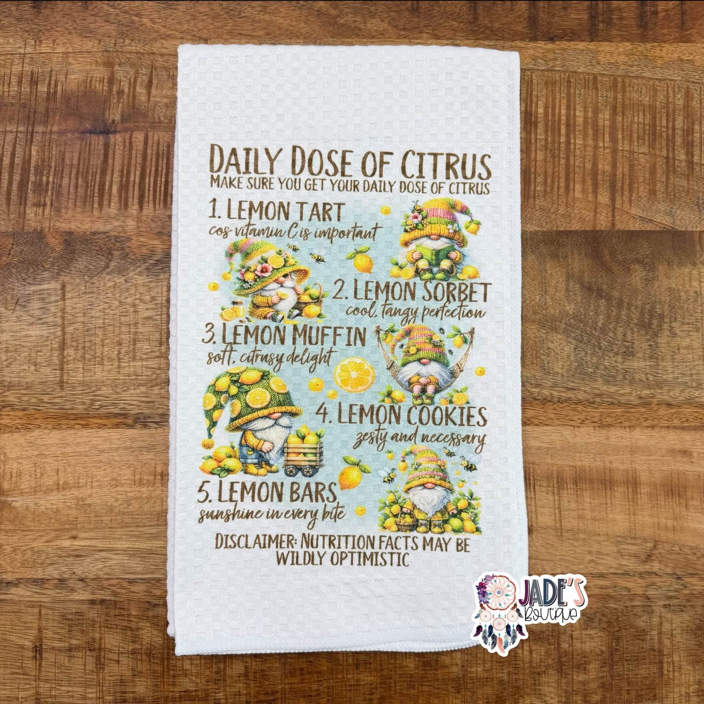 Gnome Daily Dose Of Cirtus Tea Towel