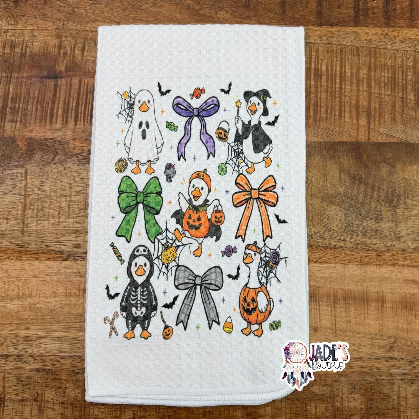 Goose Bows Trick Or Treat Tea Towel