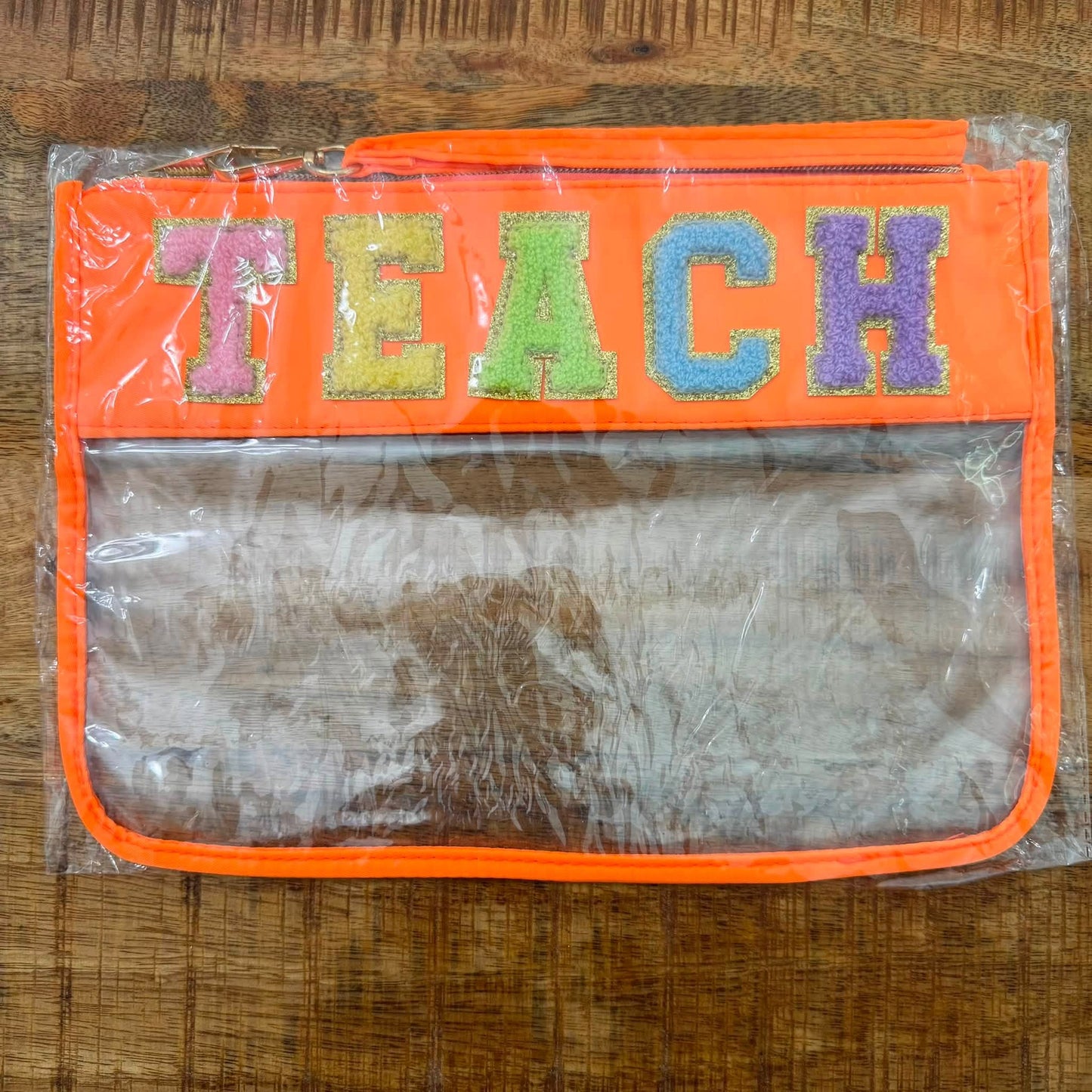 Teach Neon Orange Clear XL Pouch