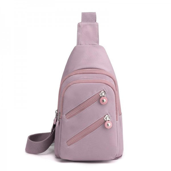 Purple Nylon Crossbody Sling Bag