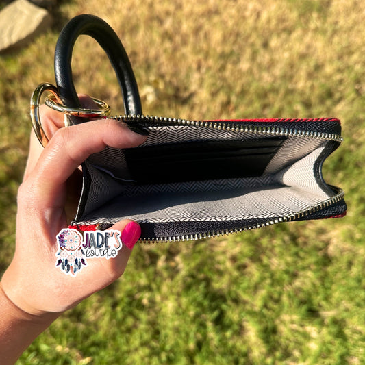 Plaid Bangle Wristlet/Wallet - Red/Black