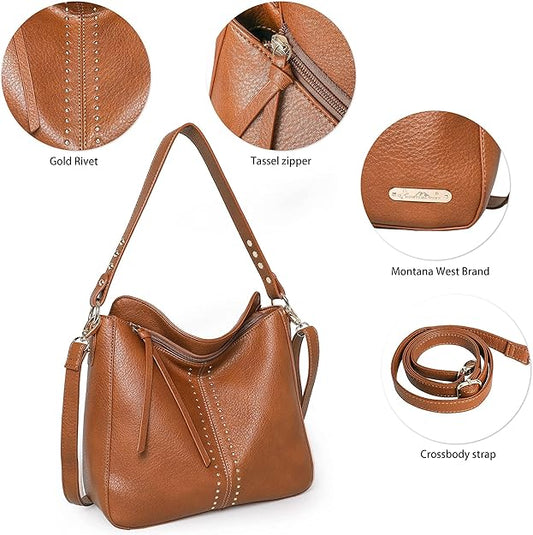 Hobo Brown Studded Crossbody Bag