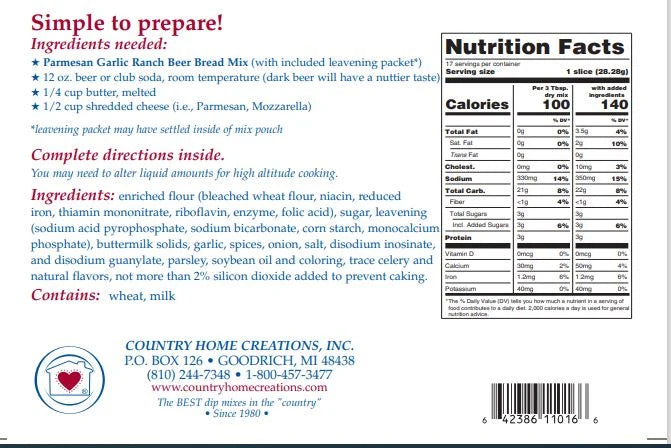 Parmesan Garlic Ranch Beer Bread