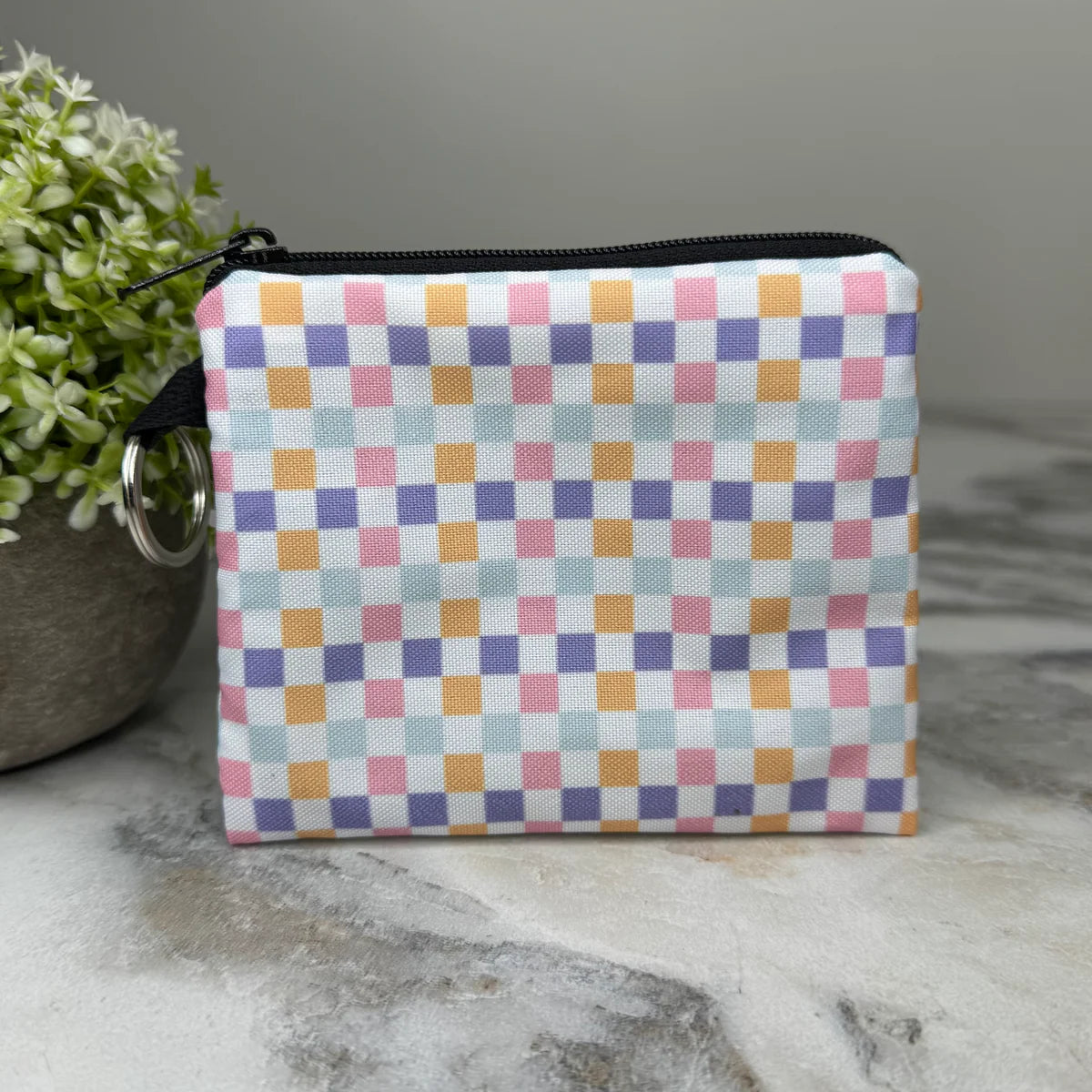 Checkered Rainbow Coin Pouch