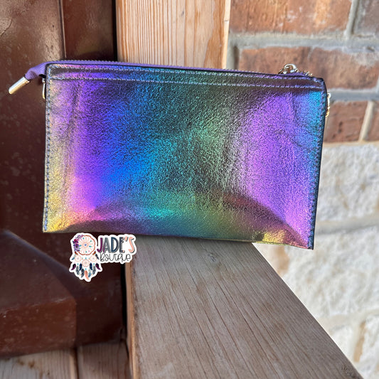 Maeve 3 Compartment Crossbody w/ Clear Phone Window - Iridescent Green