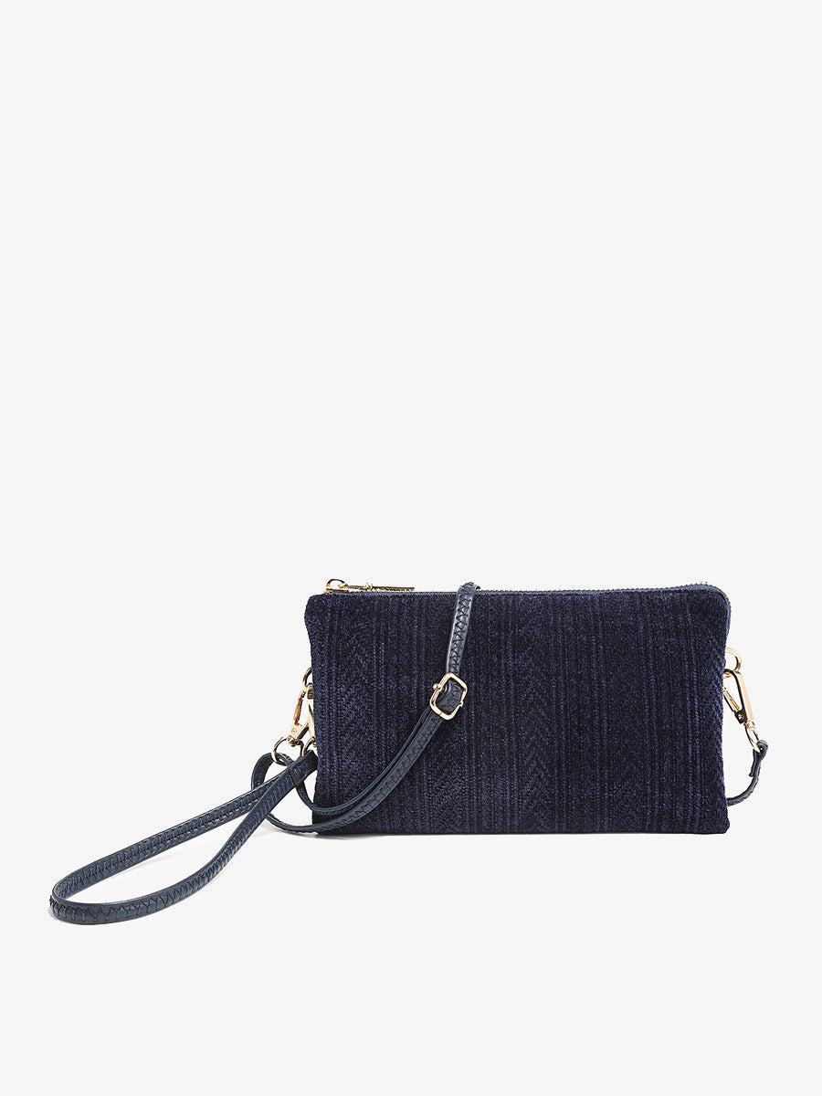 Chevron Knit 3 Compartment Crossbody/Wristlet - Navy