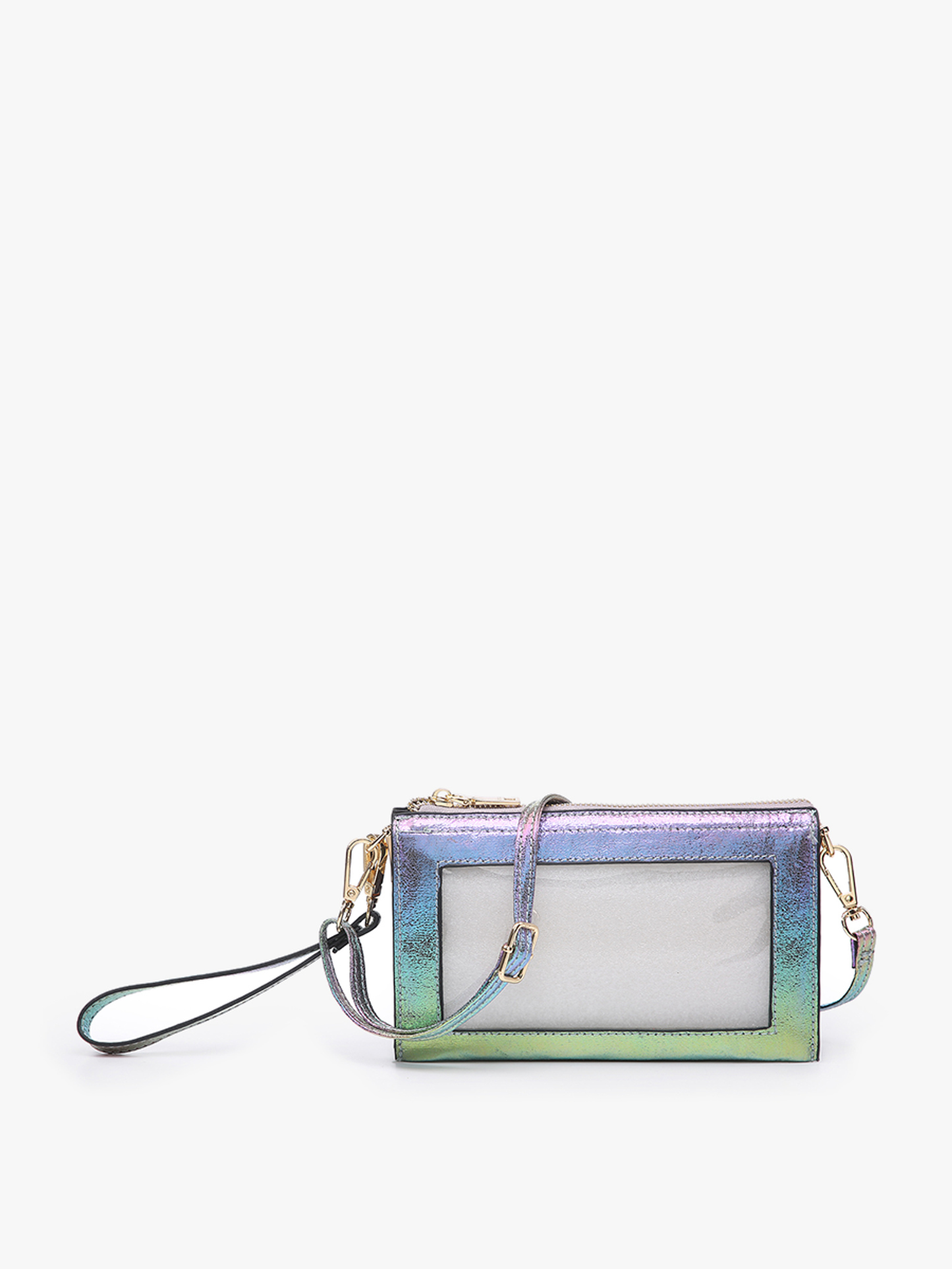 Maeve 3 Compartment Crossbody w/ Clear Phone Window - Iridescent Green