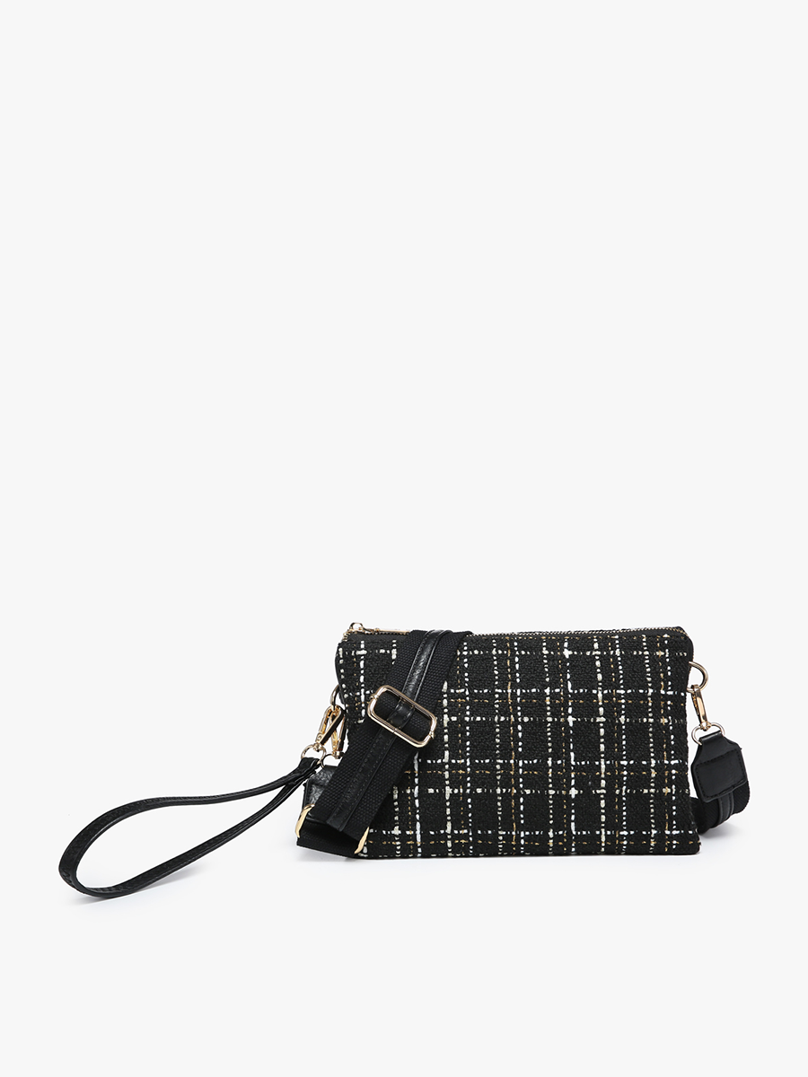 Izzy Plaid Crossbody w/ Guitar Strap - Black/Gold