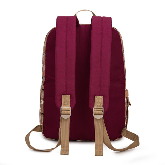 Sunflower Longhorn Print Backpack -2Pcs Set - Brown