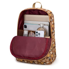 Sunflower Longhorn Print Backpack -2Pcs Set - Brown