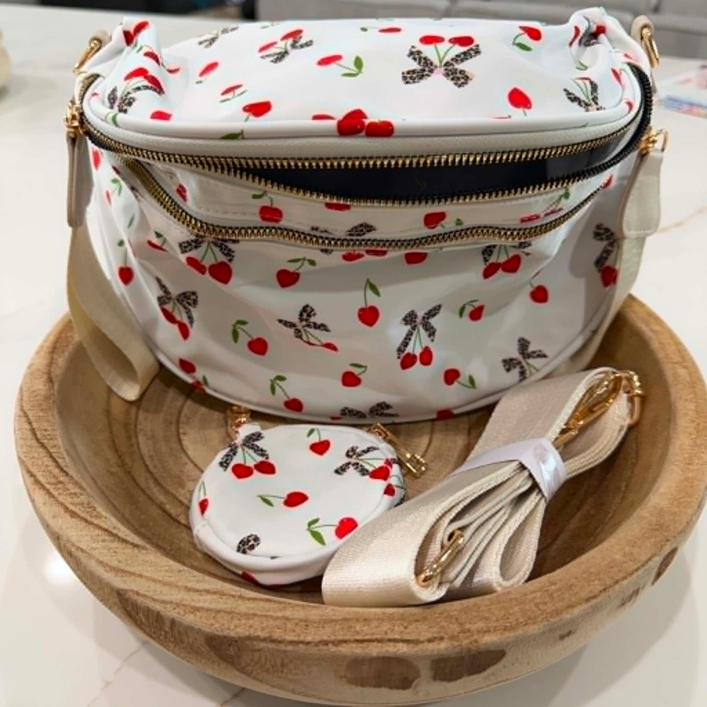 The Roni Nylon Crossbody - Cherry Bow W/Coin Pocket